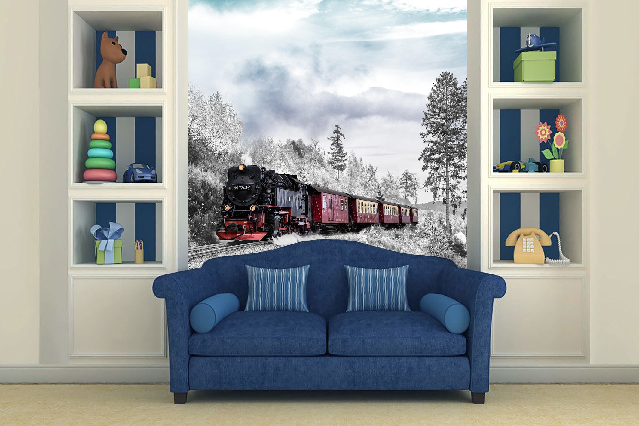 Train Wall Murals Steam Train Mural Peel and Stick Wallpaper | Etsy