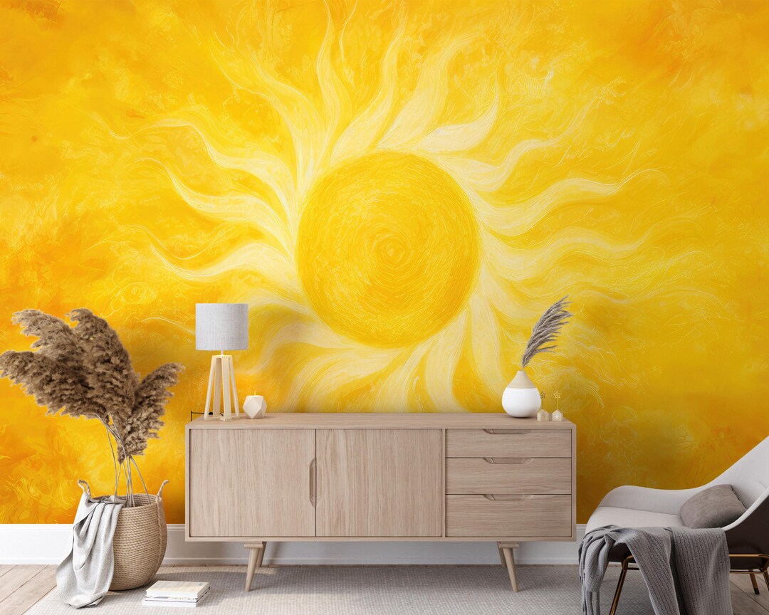 Vibrant Sun Wallpaper Mural Sun Swirl Abstract Artistic Wallpaper ...