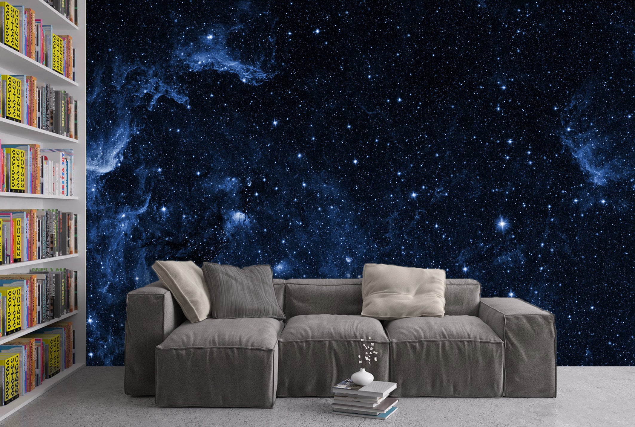 Mural View of the Space Wallpaper Peel and Stick Dark Navy Blue Starry ...