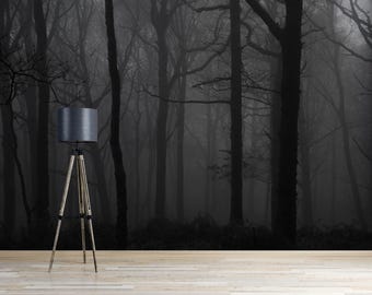 Myth Black Forest Wallpaper Dark Wallpaper Mural Gothic Wallpaper Bedroom Living Room Wall Mural Dark Forest Trees Wallpaper Moody Wallpaper