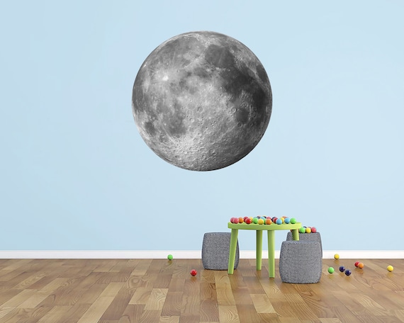 Vollmond Wandtattoo Großer Mond Wandaufkleber Mond Wandkunst Kinderzimmer  Wand-Dekor Weltraum Wandtattoo Mond Vinyl Aufkleber Deckenaufkleber