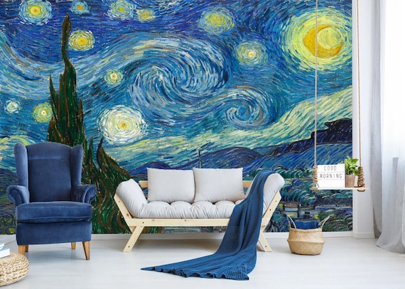 Van Gogh Starry Night Bedroom Wallpaper Peel & Stick - Etsy