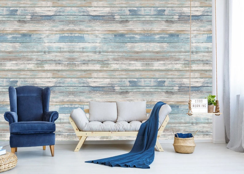 Wood Texture Mural Distressed Wood Vinyl Wallpaper Shiplap Etsy