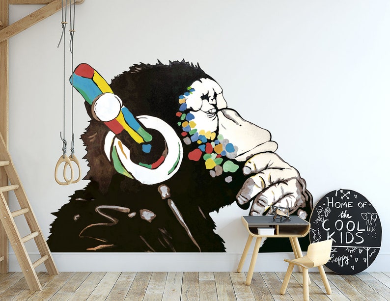 Your buddy loves music and you wanna give him something so creative and impressive. How about this cool music decal? The graffiti-style thinking monkey combined with a colorful headphone absolutely makes your buddy screaming for happiness.