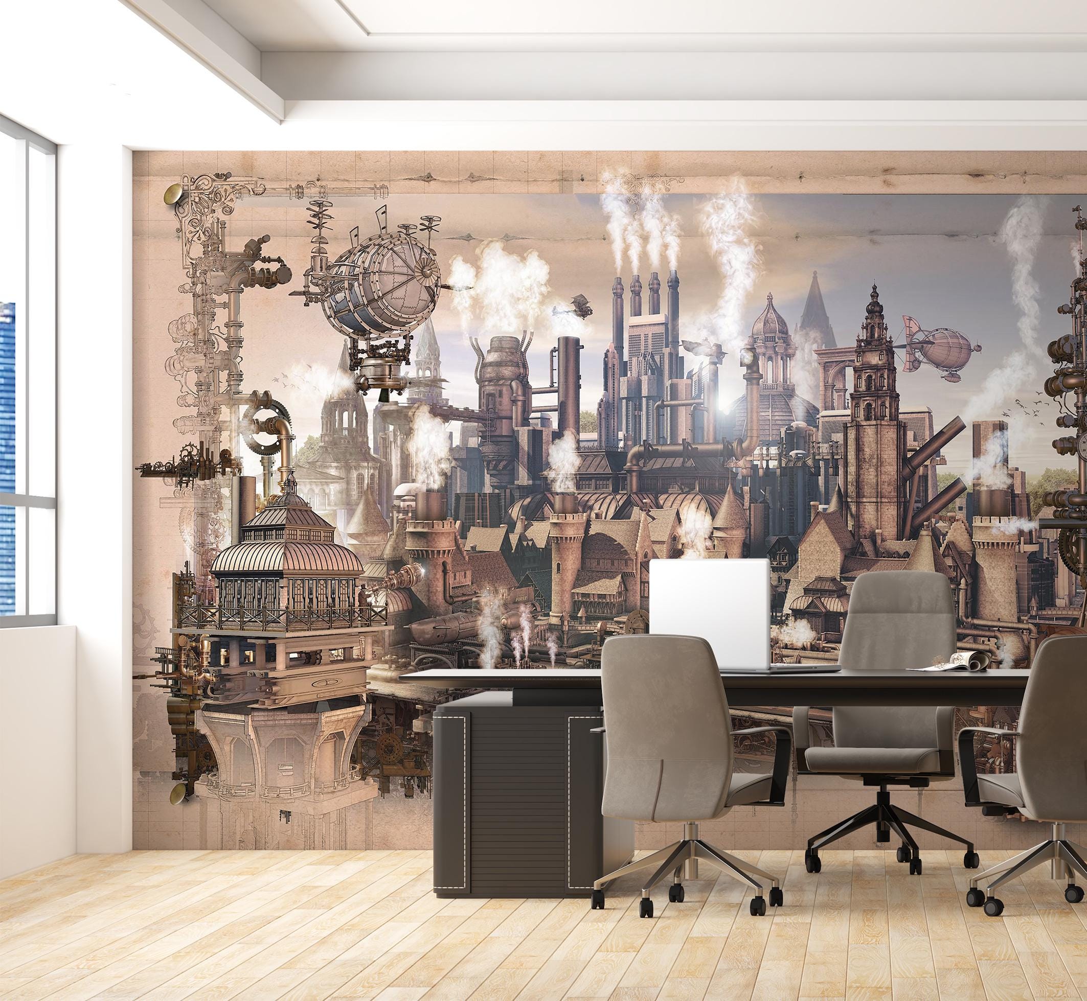 Steampunk Artwork Wallpaper Mural Peel and Stick Antique Tech