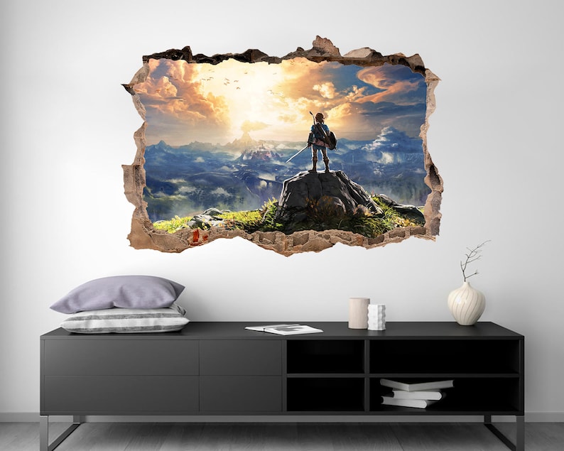 Zelda Wall Decal Video Game Print Zelda Sticker Zelda Wall Etsy