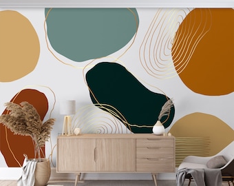 Große gepunktete Tapete Wandbild Schälen und aufkleben / Traditionelle, Bunte Flecken Minimalistisch Boho Tapete Schlafzimmer Wohnzimmer Akzent Wand Dekor Kunst