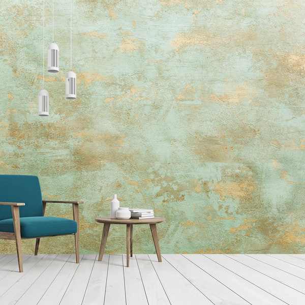 Beautiful Verdigris Oxidized Copper Background Wallpaper Peel and Stick Wall Mural Abstract Print Accent Wall Decor Traditional Wallpaper