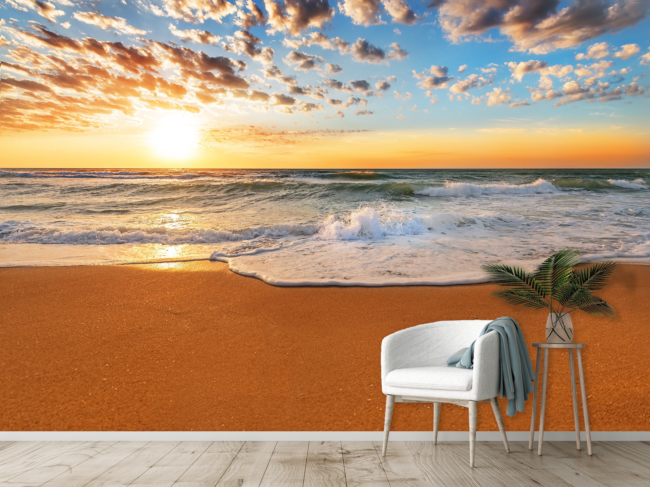 Relaxing Sea Scene Wallpaper Beach Sunset Wall Mural Peel
