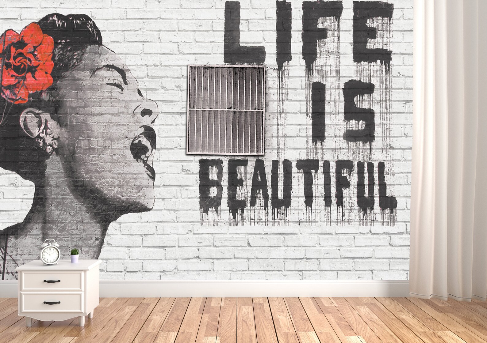 Life is Beautiful Banksy Wall Art Mural Wallpaper Graffiti Etsy