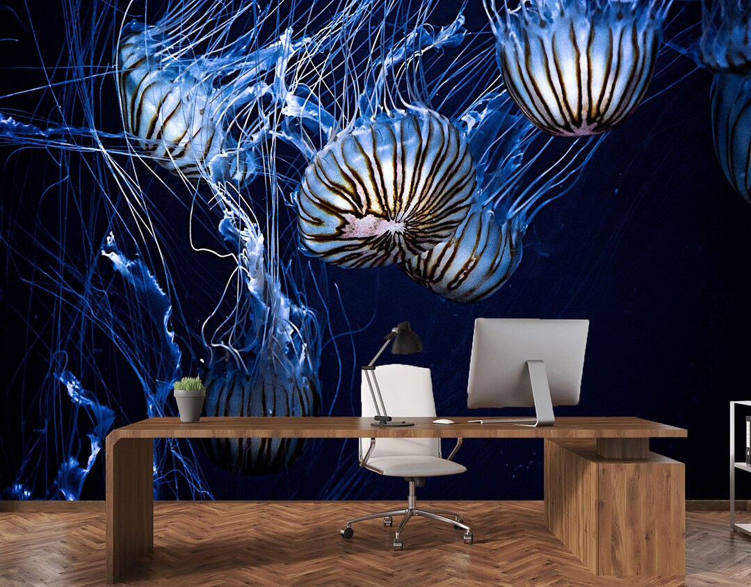Sea Jellyfish Wall Mural Jellyfish Wallpaper Peel and Stick - Etsy