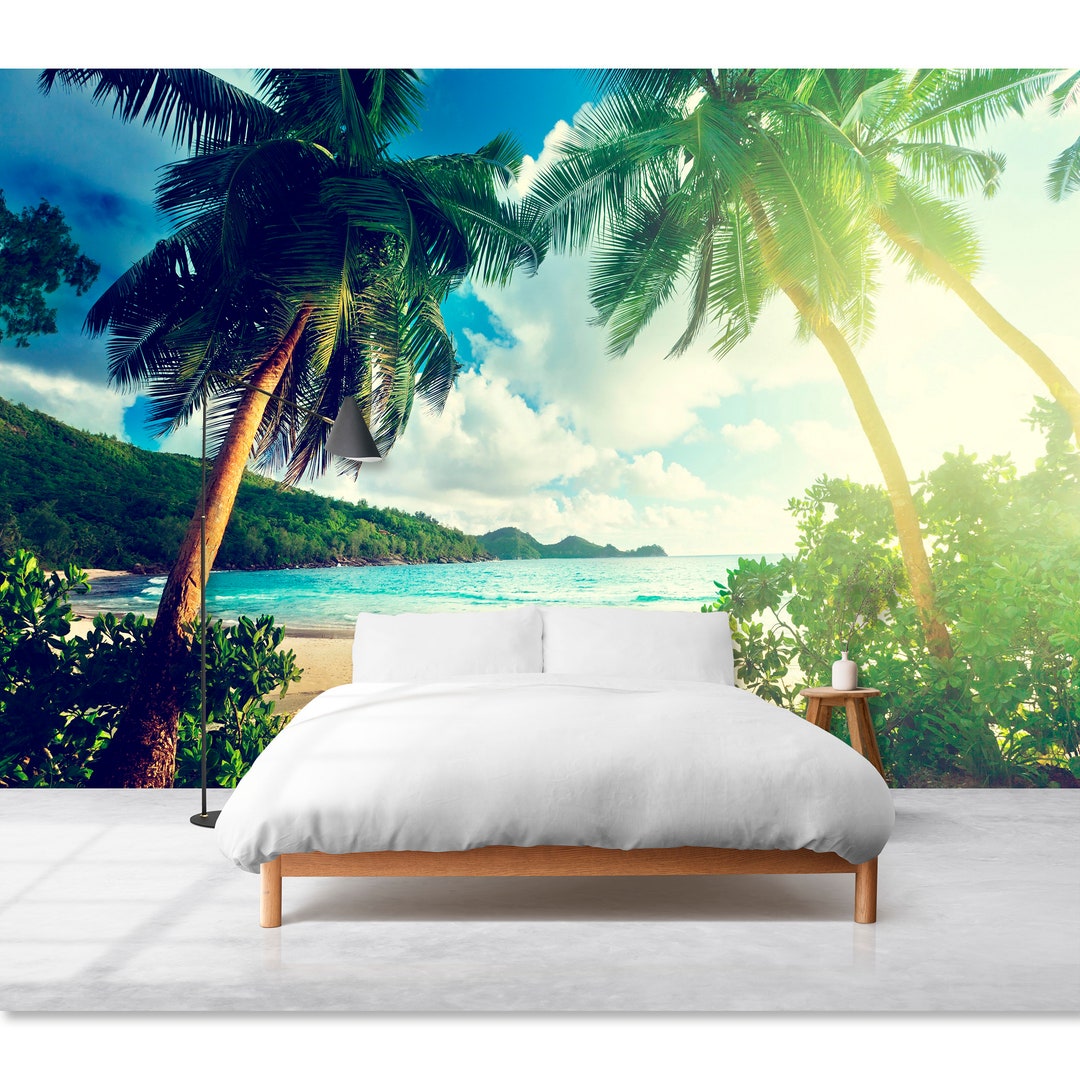 Beach Wall Mural Peel and Stick Wallpaper Tropical Sea Wall Decor Home