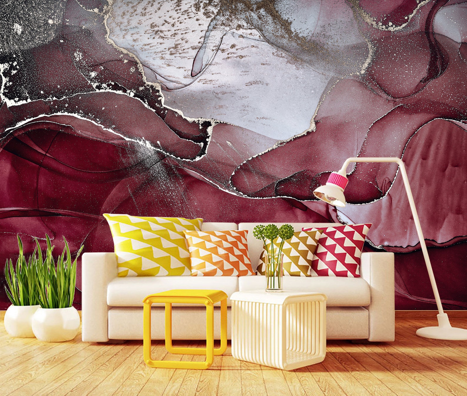 Burgundy Abstract Wallpaper Peel&stick Marble Wall Mural Print - Etsy UK