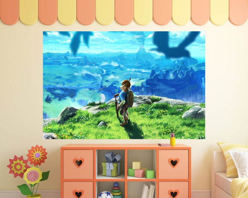 Zelda Wallpaper Fantasy Wall Mural Legend of Zelda Gamer Room Wallpaper Zelda Wall Art Peel and Stick Breath of the Wild Gaming Wallpaper image 6