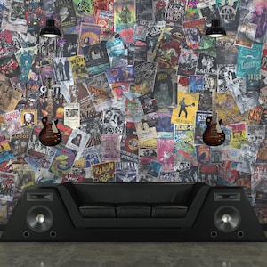 Carta da parati per appassionati di musica retrò e moderna - Carta da parati murale Man Cave - Decorazione murale per la stanza degli adolescenti - Carta da parati murale staccabile e adesiva, dimensioni personalizzate