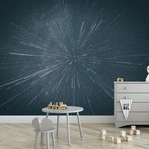 Traces of Stars Wall Mural Peel and Stick Wallpaper Through Space Abstract Wallpaper Firework in the Sky Bedroom Decor Wallpaper Mural Print