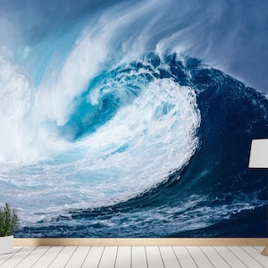 Ocean Wave Wallpaper Large Surf Wave Wall Mural Wallpaper Peel and Stick Self-adhesive Wall Decor Wallpaper Ocean Wallpaper Water Wallpaper