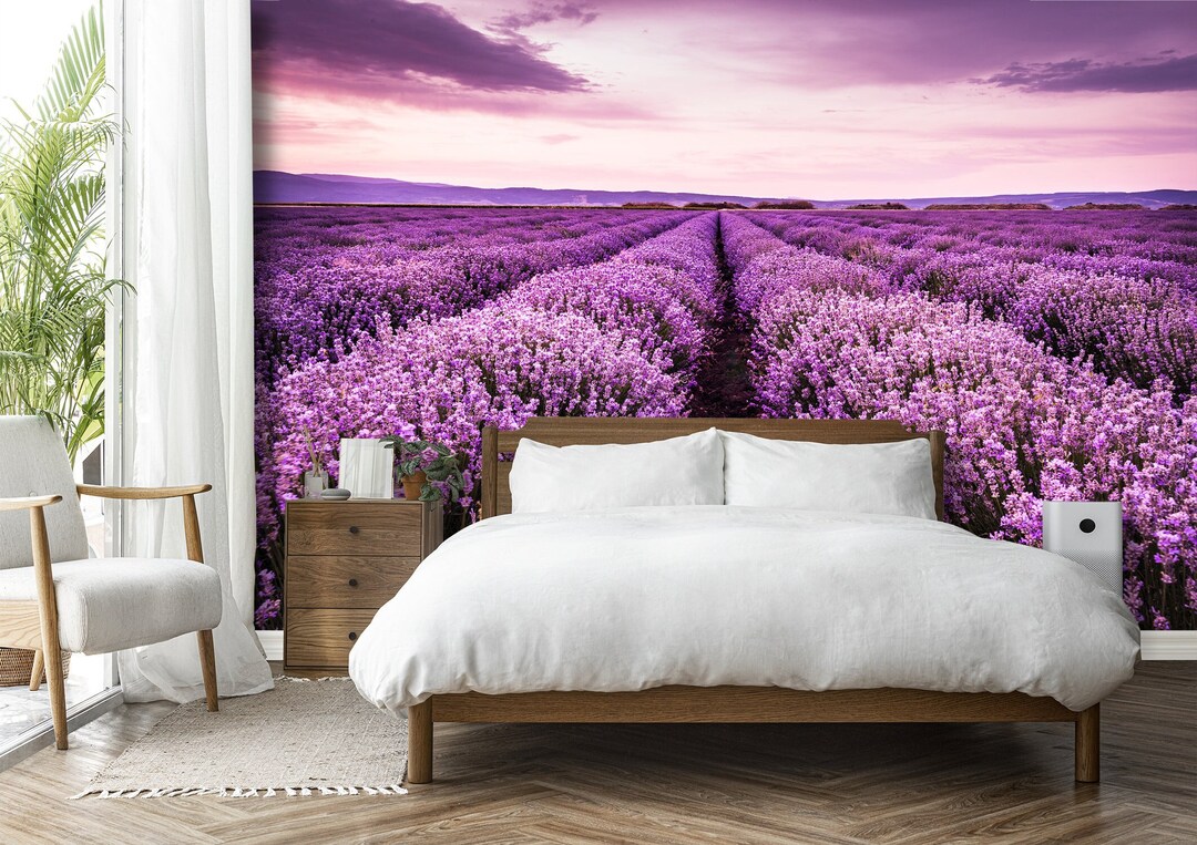 Lavender Wall Mural Peel and Stick Provence Wallpaper Floral - Etsy