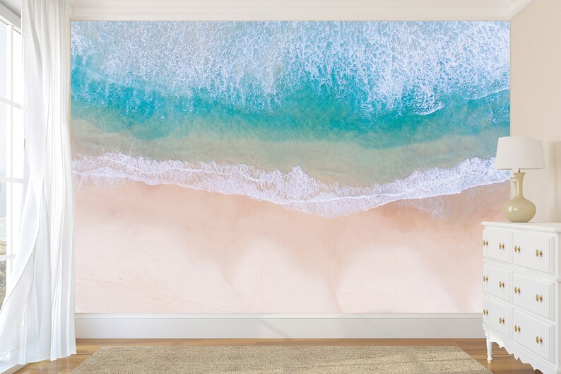 Printable Peel&stick Vinyl Wallpaper Beach Waves Mural Sea - Etsy