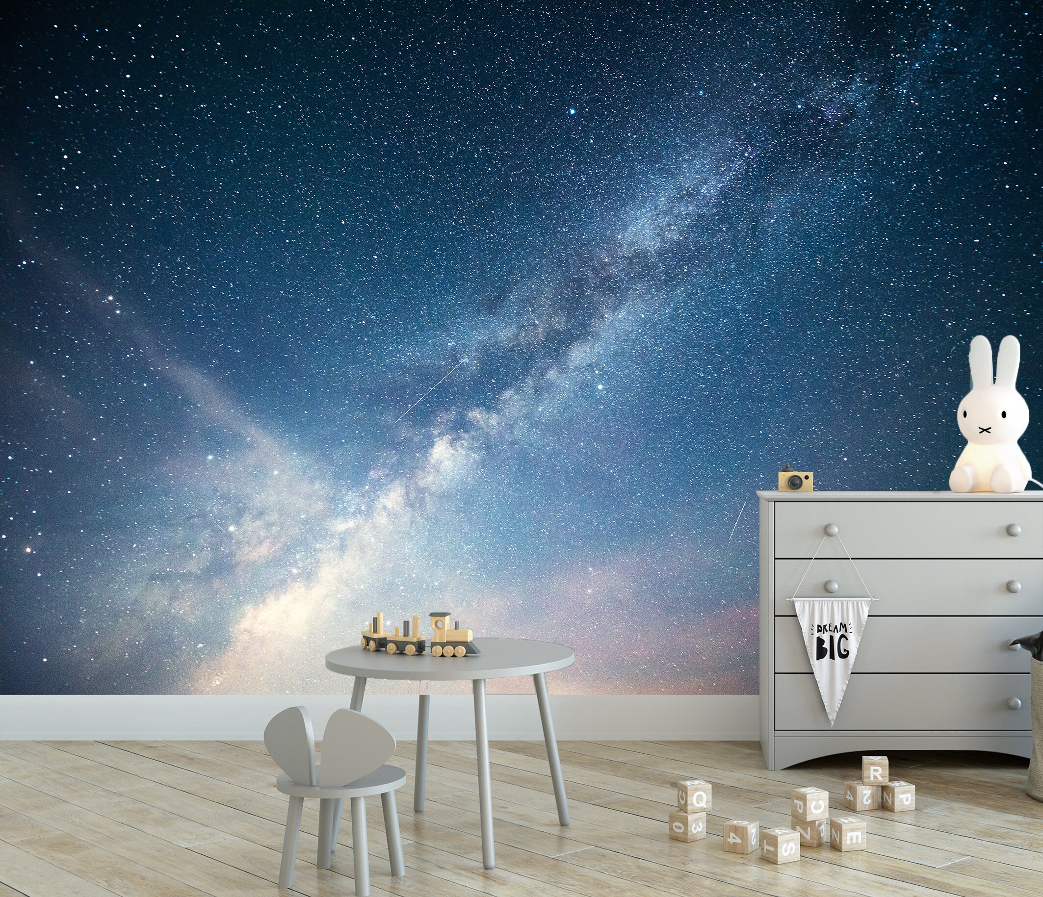 Galaxy Wall Mural Stars Wallpaper Starry Night Sky Wall Decor Etsy