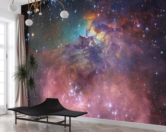 Space Scenery Wallpaper Abstract Wall Mural Universe Wallpaper Peel and Stick / Traditional Kids Bedroom Wall Paper Astronomy Nebula Mural