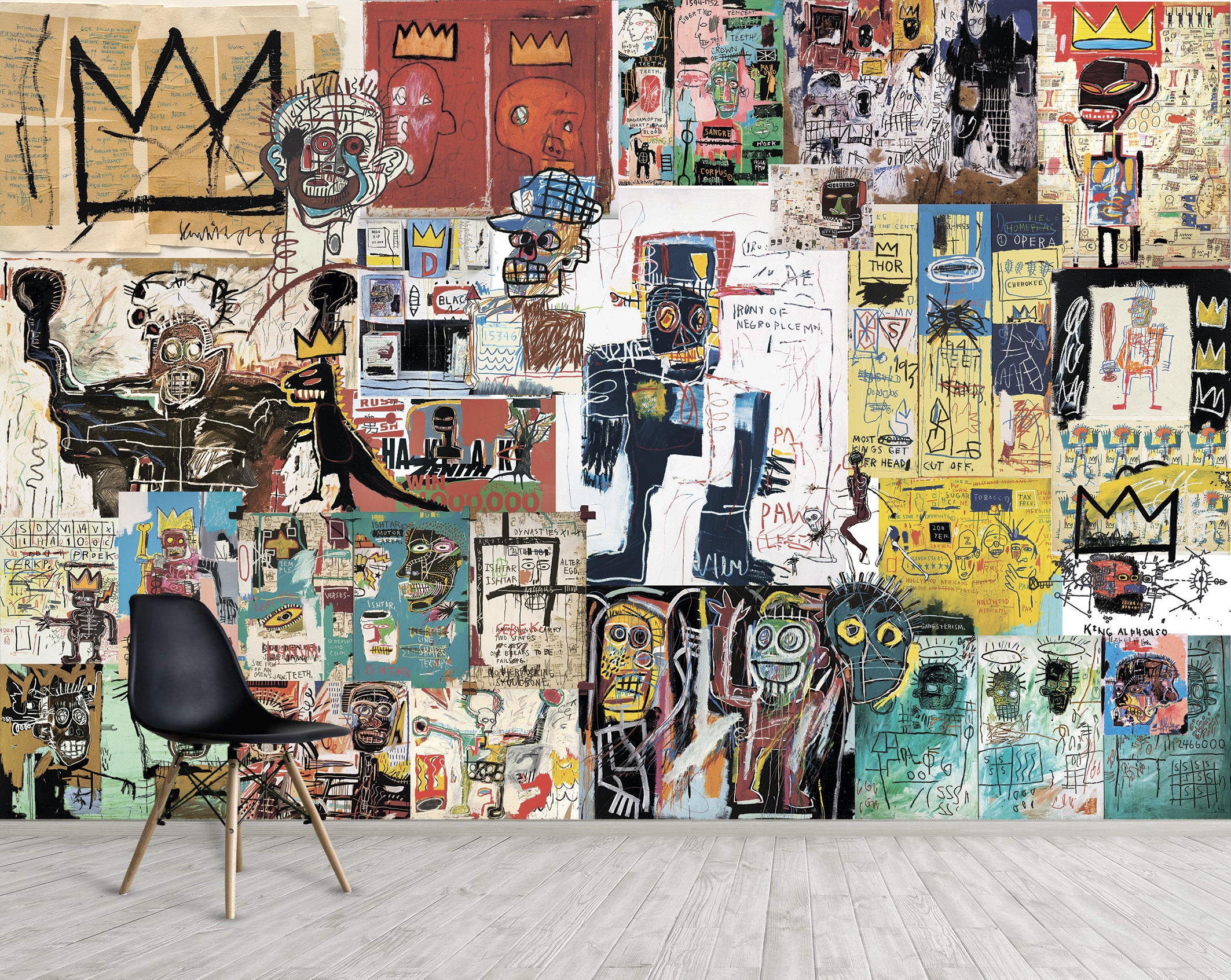 Original Abstract Graffiti Collage Mural Wallpaper Modern Wall Etsy