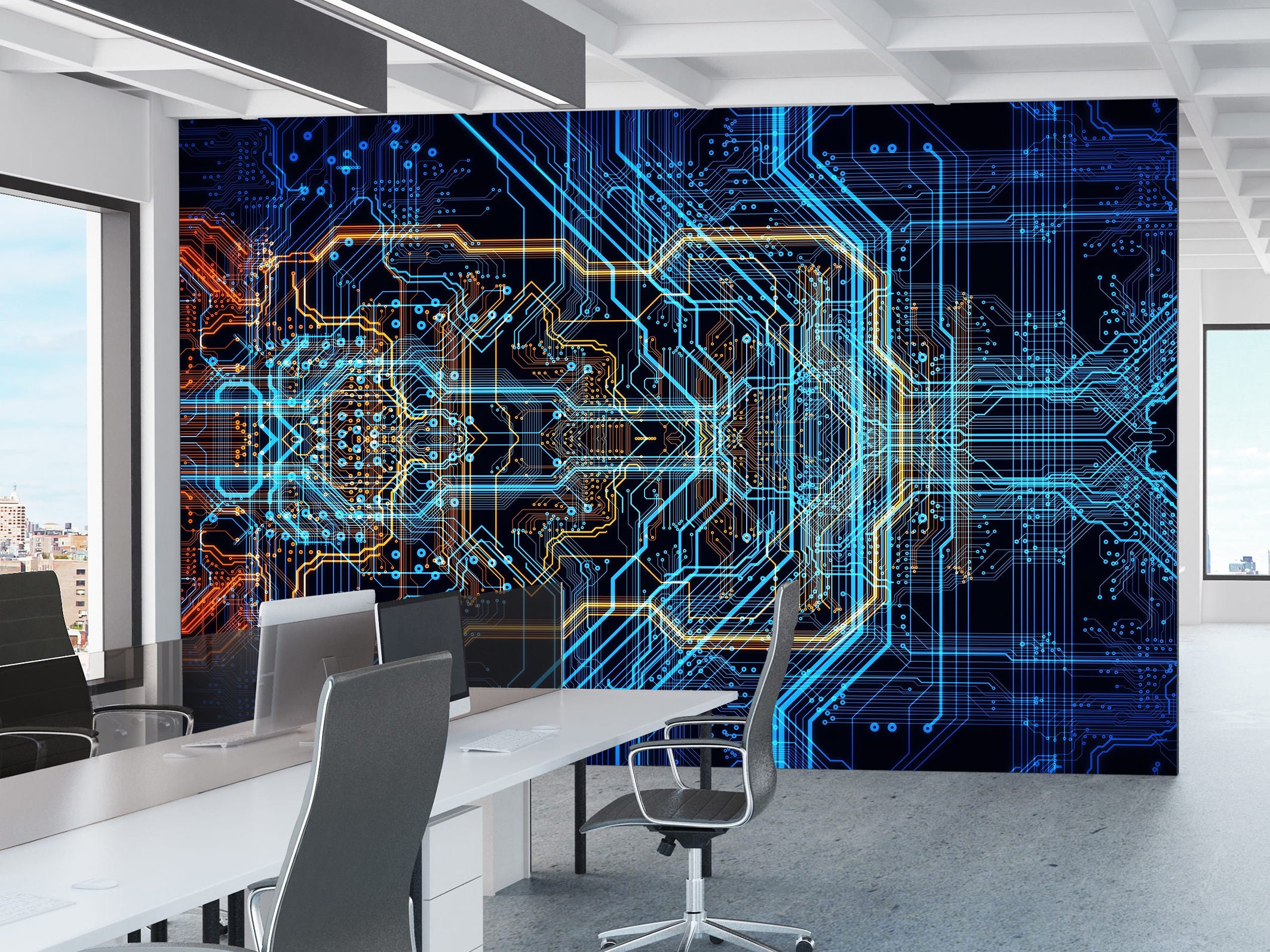 Abstract Electronic Circuit Board Wall Mural Wallpaper IT Technology Office  Commercial Wall Decor Peel and Stick Tech Gaming Wallpaper Print 