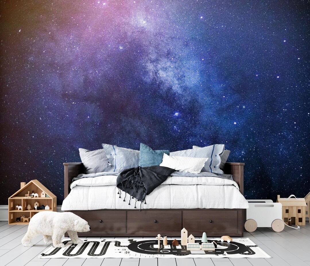 Galaxy Wallpaper Mural - Peel and Stick Night Sky Space Wall Art - Etsy