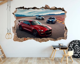 Ford Mustang Wall Decal, American Muscle Car 3D Sticker