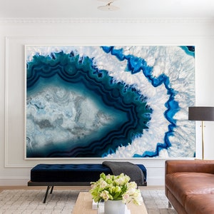 Blue Agate Geode Abstract Wall Mural Peel and Stick Print Wallpaper ...
