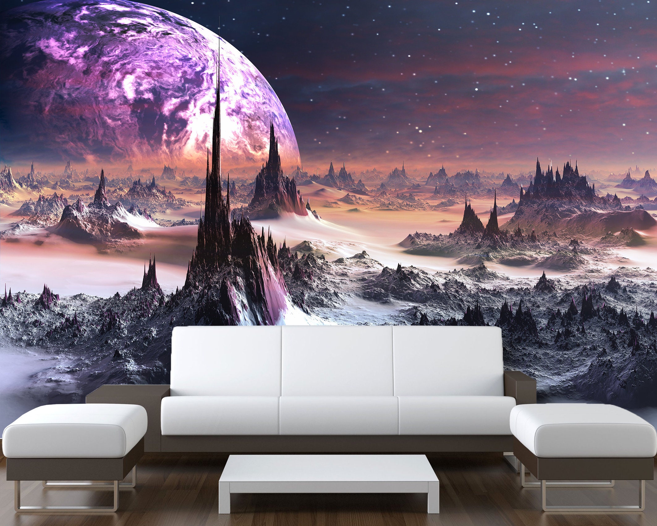 Futuristic Alien Planet Wallpaper Mural Peel and Stick Space Scenery ...
