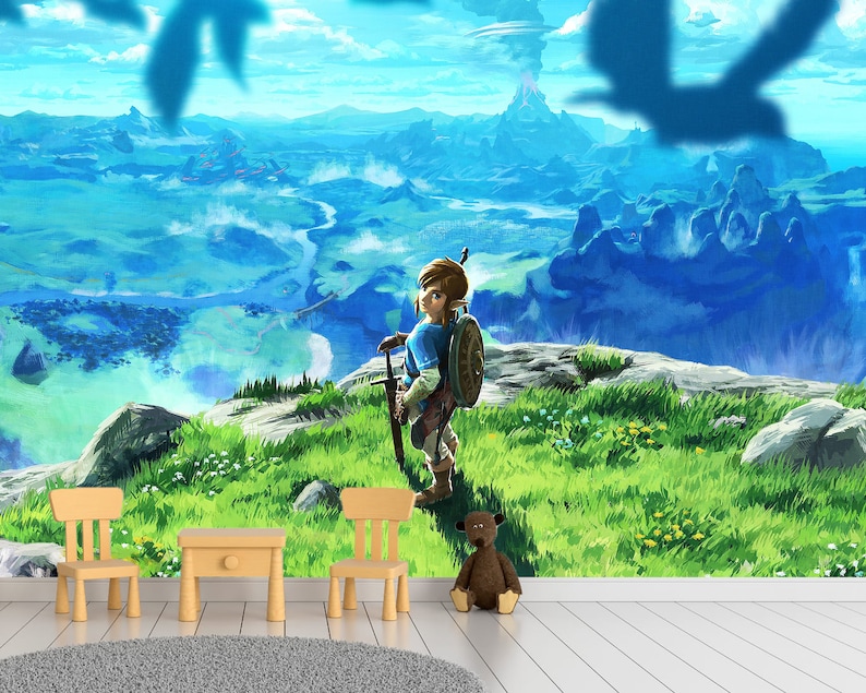 Zelda Wallpaper Fantasy Wall Mural Legend of Zelda Gamer Room Wallpaper Zelda Wall Art Peel and Stick Breath of the Wild Gaming Wallpaper image 8