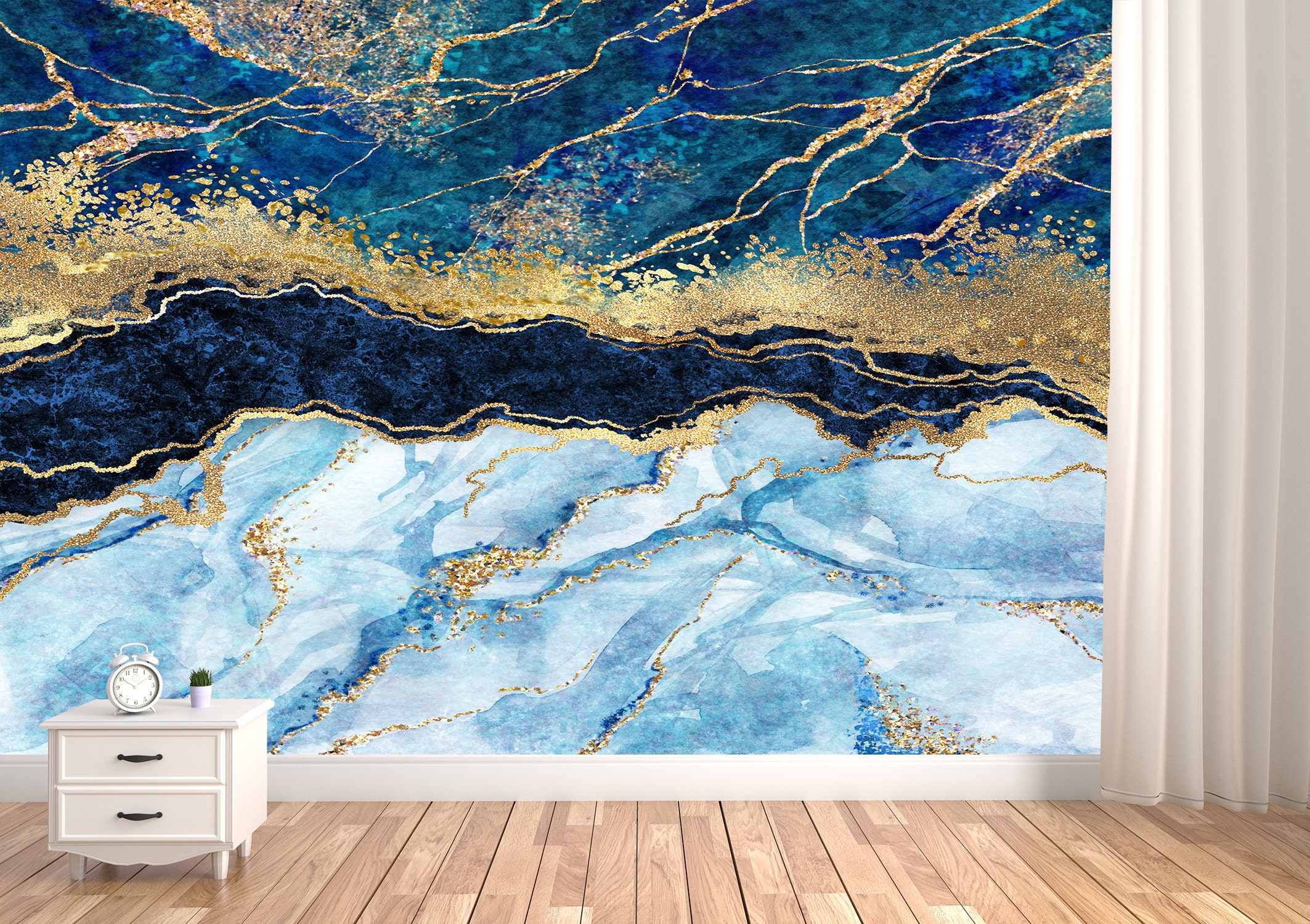 Peel & Stick Marble Wallpaper Navy Blue Abstract Print Blue - Etsy UK