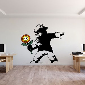 Artwork Mario Flower Thrower Street art Decal Artist Art Vinyl Sticker Graffiti wall art Decor Super Mario Wall Art Decor For Office Decal
