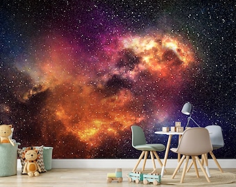 Fantasy Night Sky Wall Mural Peel and Stick Kids Bedroom Galaxy Wallpaper Nursery Wall Decor Stars Nebula Decor Space Universe Wall Mural