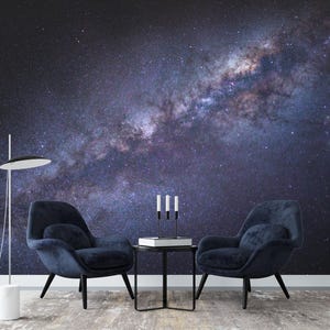 Galaxy Wallpaper Sternenhimmel Wandbild - Atemberaubendes Weltraum Wandbild Milchstraße Wandkunst Himmlisches Universum Thema für Schlafzimmer Wohnzimmer Schälen und Aufkleben