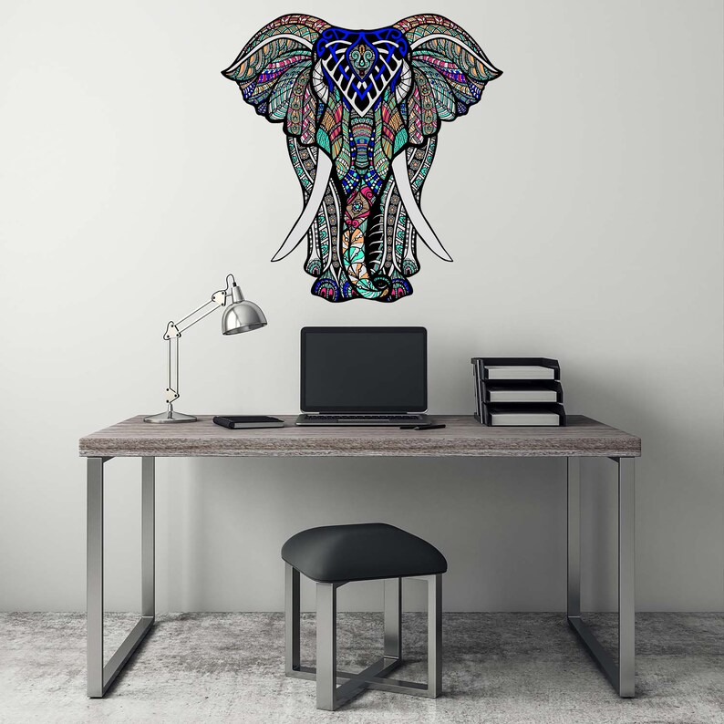Elephant Decal Elephant Wall Art Colorful Elephant Home Wall Etsy