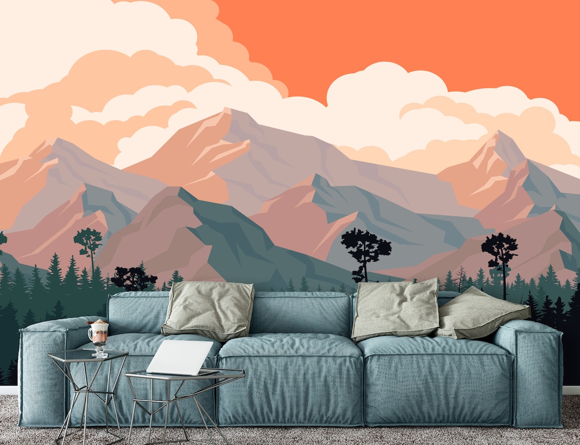 Landscape Wallpaper Peel & Stick Selfadhesive Wall Mural Etsy