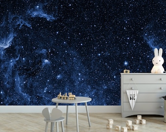 Mural View of the Space Wallpaper Peel and Stick Dark Navy Blue Starry Sky Wallpaper Space Galaxy Wall Mural Bedroom Wallpaper Wall Decor