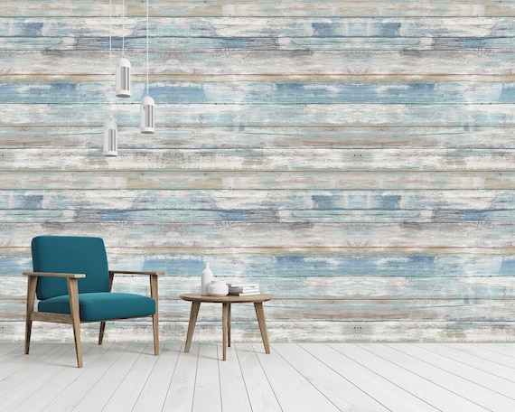 Wood Texture Mural Distressed Wood Vinyl Wallpaper Shiplap