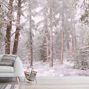 Winter Snowy Forest Scenic Mural Wallpaper Landscape Wallpaper Bedroom Living Room Wall Mural Forest Photo Wallpaper Snow Forest Wallpaper