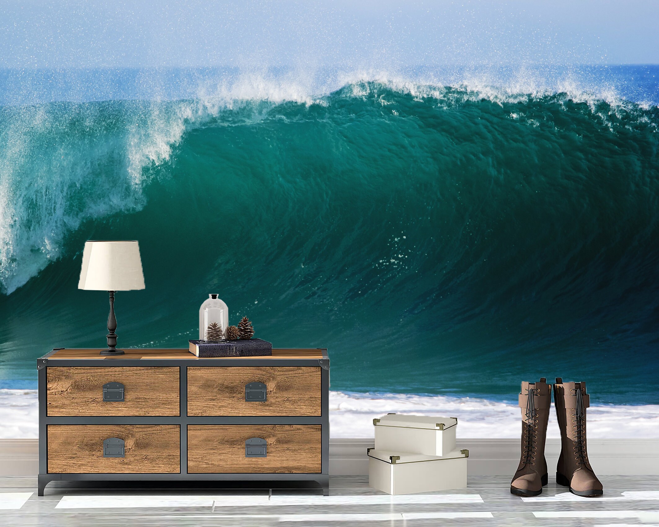 Large Surf Wave Wall Mural Wallpaper Peel and Stick Ocean Wave ...
