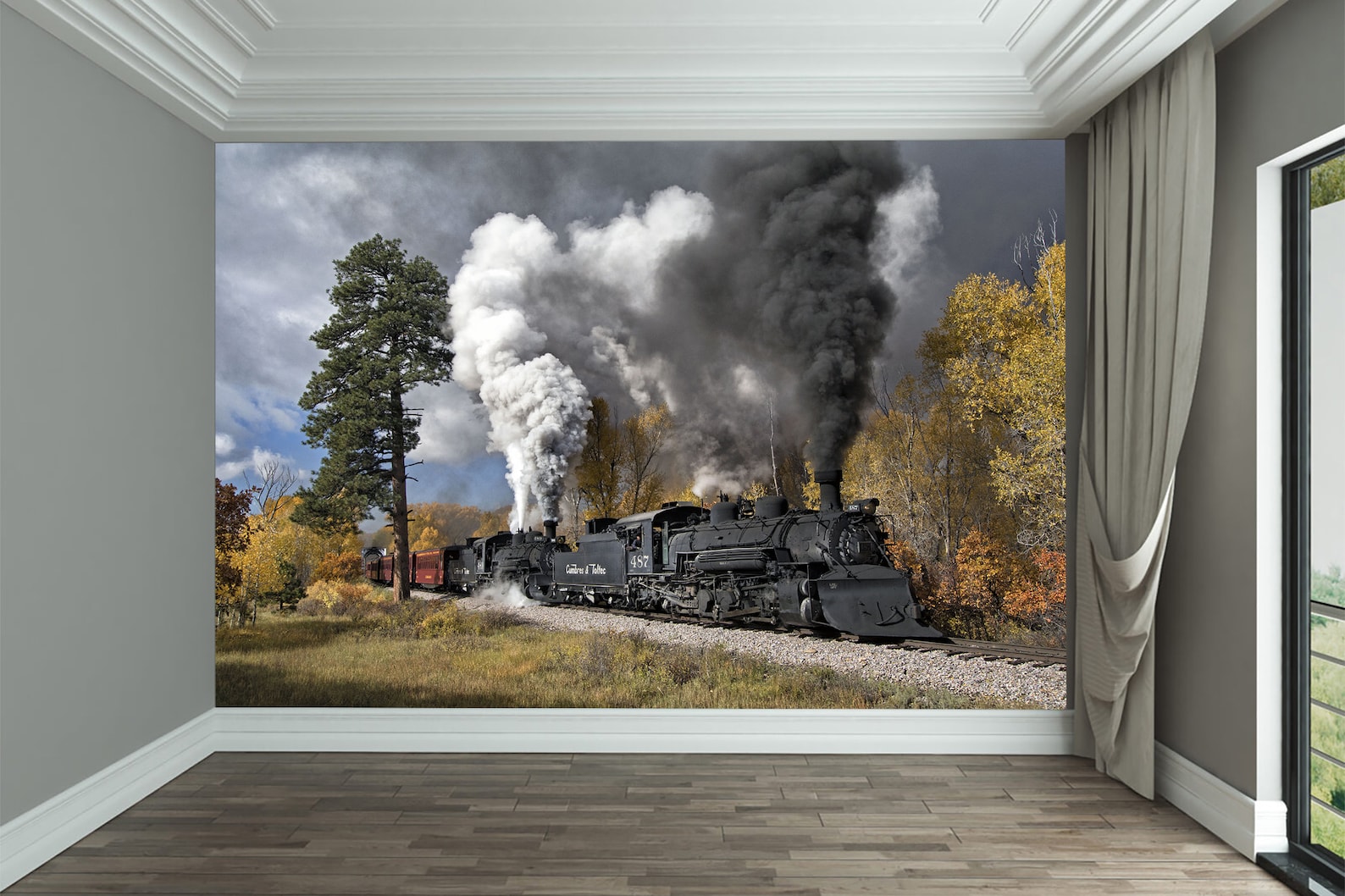 Train Wallpaper Steam Train Mural Large Wall Decal Wallpaper - Etsy UK