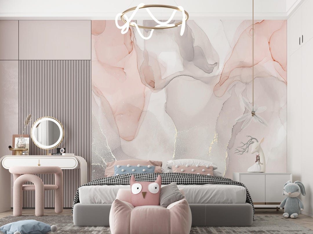 Blush Pink Wallpaper Peel and Stick Wall Mural Girl Room Wall Decor ...
