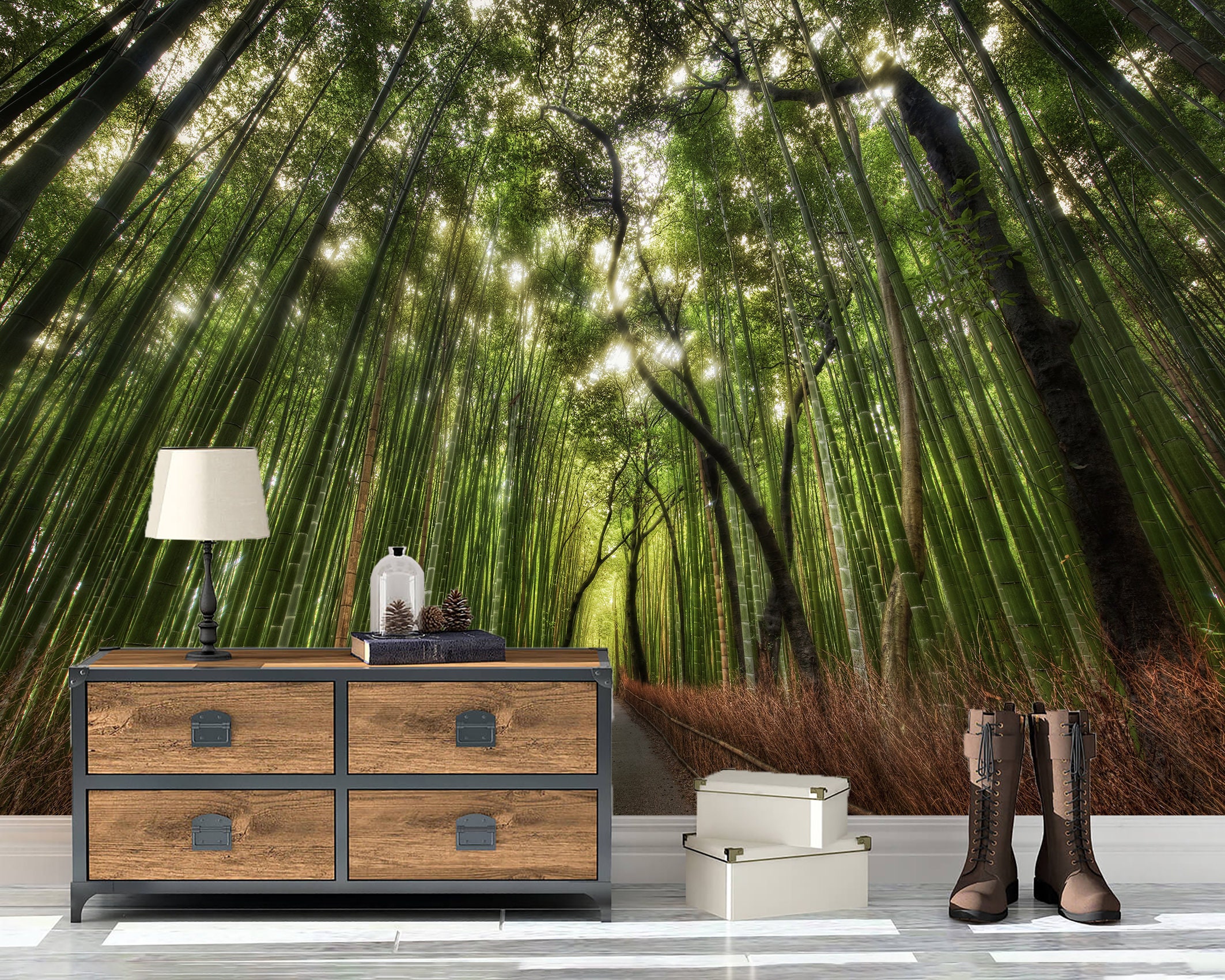 Bamboo Trees Murals Forest Mural Peel & Stick Printable Etsy