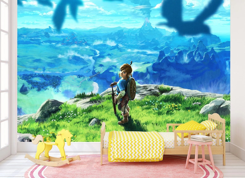 Zelda Wallpaper Fantasy Wall Mural Legend of Zelda Gamer Room Wallpaper Zelda Wall Art Peel and Stick Breath of the Wild Gaming Wallpaper image 3