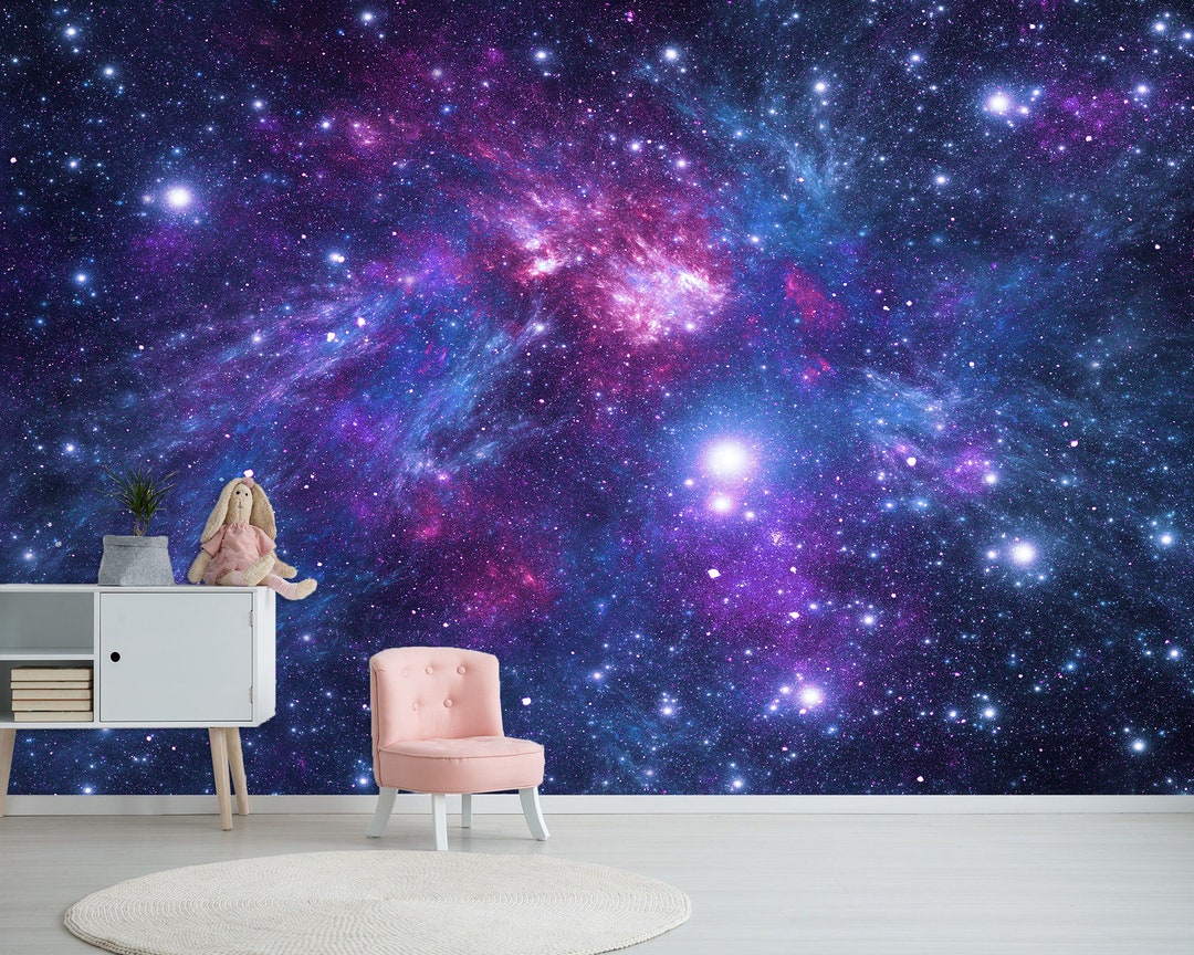 Galaxy Wall Murals Bluepurple Peel and Stick Space Wall Decal