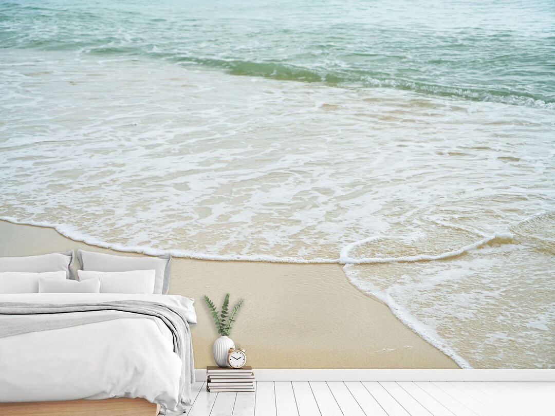 Sea Beach Wallpaper | Ocean Wave Wall Mural Decor Peel and Stick / Non ...
