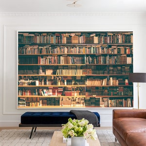 Bookshelfs Mural Reading Room Wallpaper Books Library Wall Mural Old Library Peel and Stick Vinyl Wallpaper Office Study Room Library Decor image 9