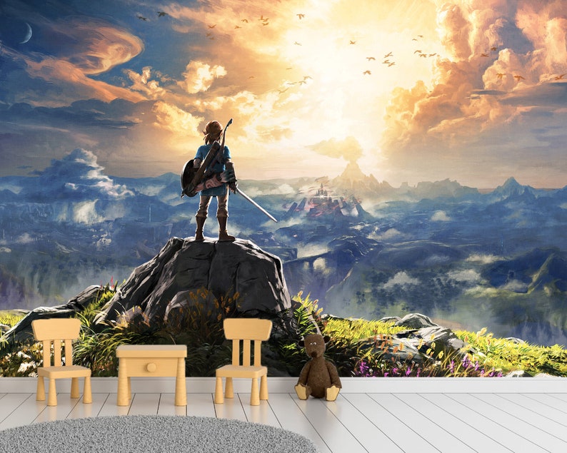 Zelda Wallpaper Zelda Mural Legend of Zelda Vinyl Wallpaper | Etsy